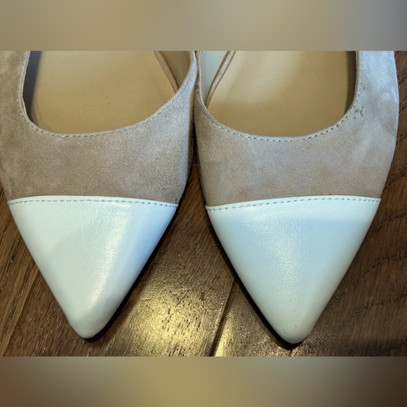 ANN TAYLOR s9 pointy toe cap flats-So cute! Leather/suede Sml marks c last pics - Picture 2 of 8